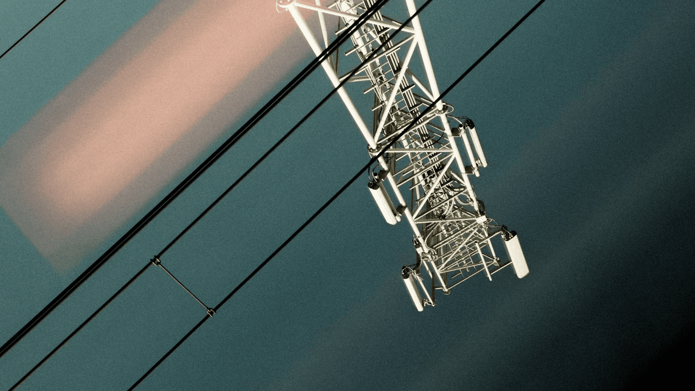 Power lines against a blue sky